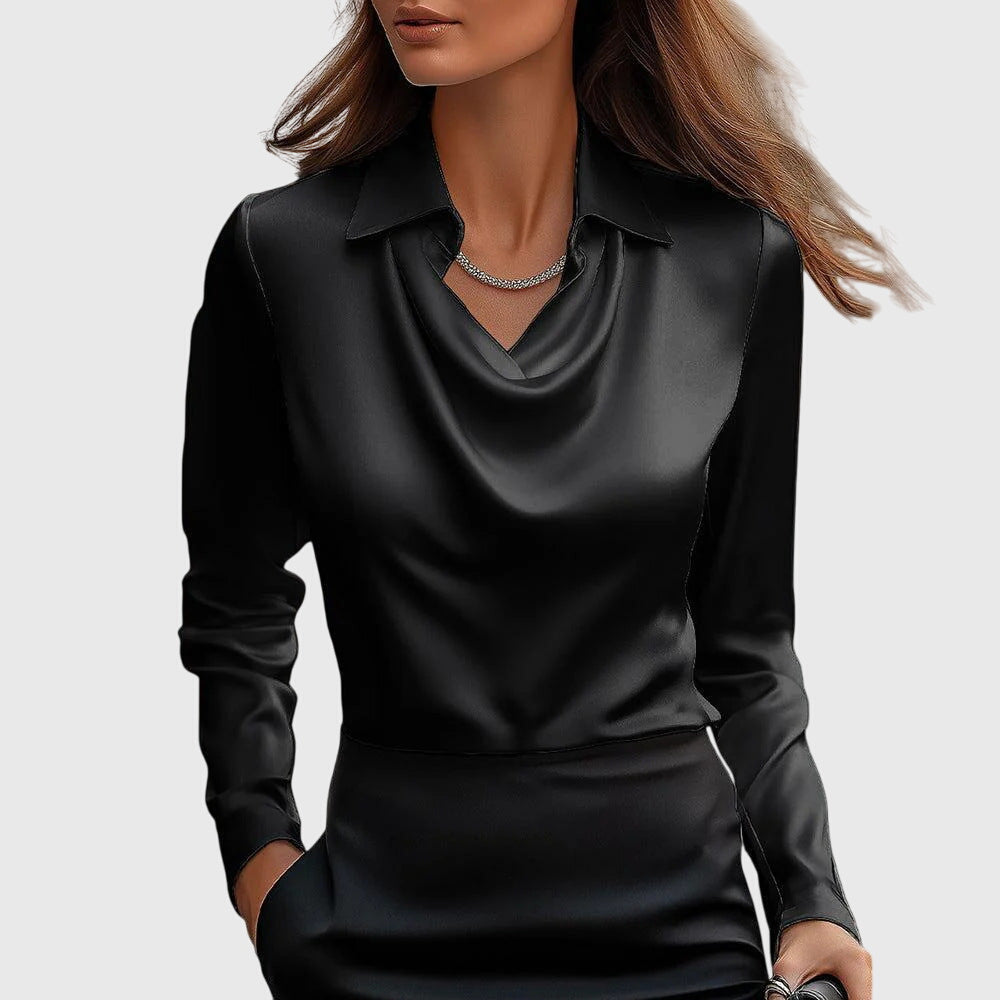 Bodil™ | Elegant bluse i skinnende sateng