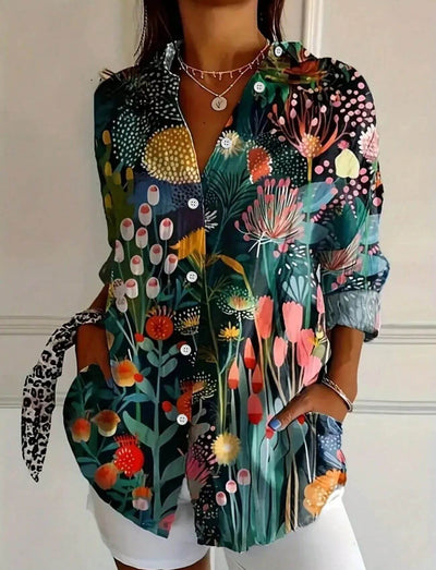 Caroline™ – Komfortabel Bluse med Fargerikt Blomsterprint